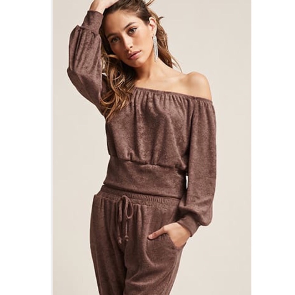 Velvety off the shoulder crop top